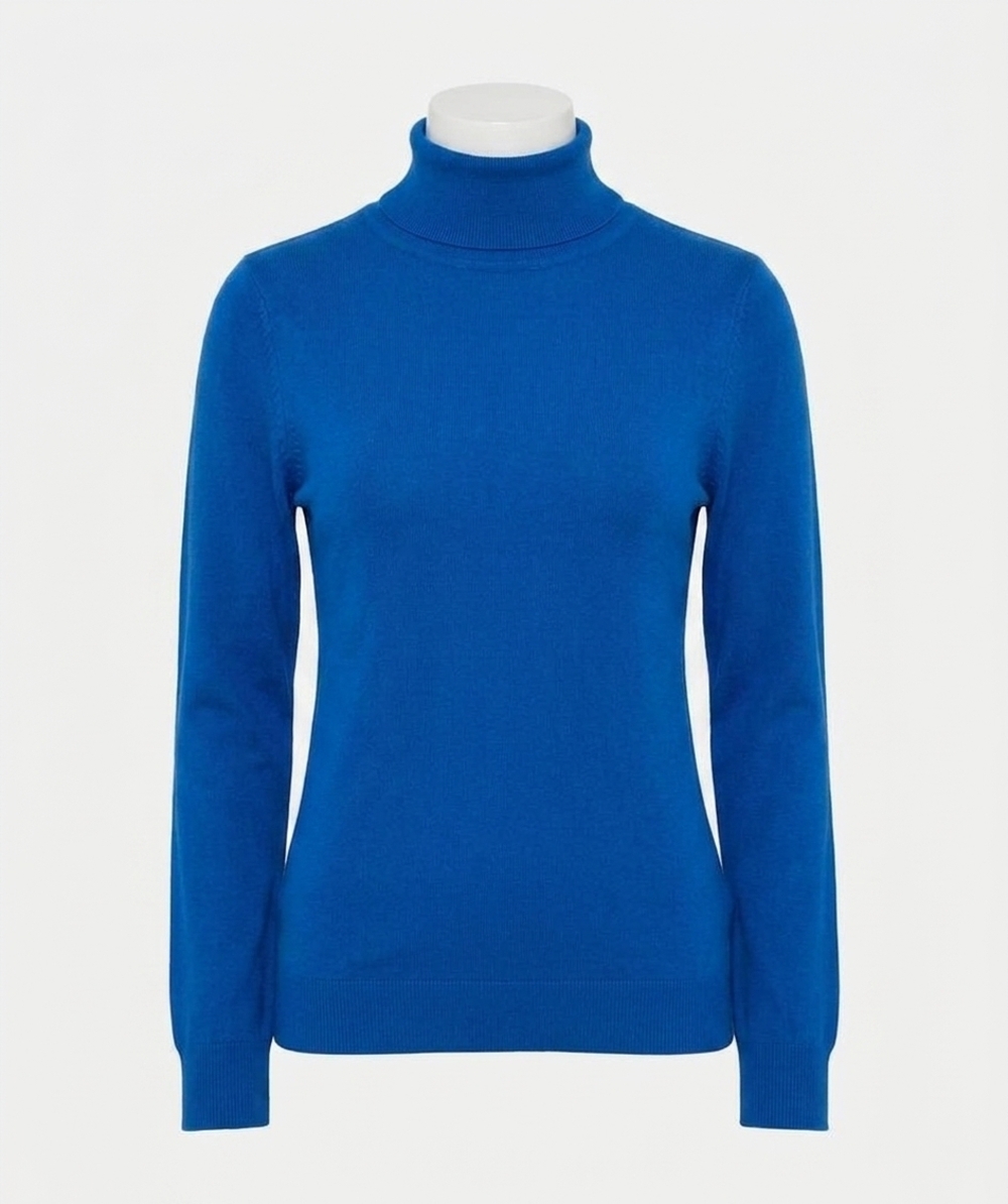 NEW ESQUALO freya fancy detail shoulder turtleneck sweater in brilliant blue